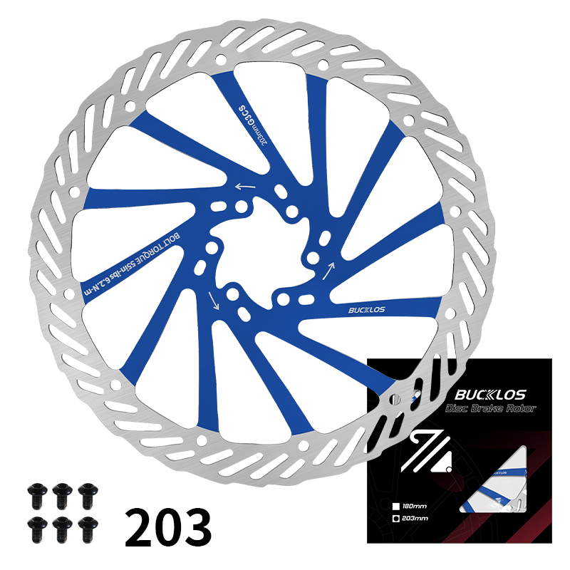 BUCKLOS G3CS Rotor 160MM 180MM 203MM Bicycle Disc Brake Rotor Bike Hydraulic Brakes Rotor High Strength Road MTB Rotors 160: Navy Blue