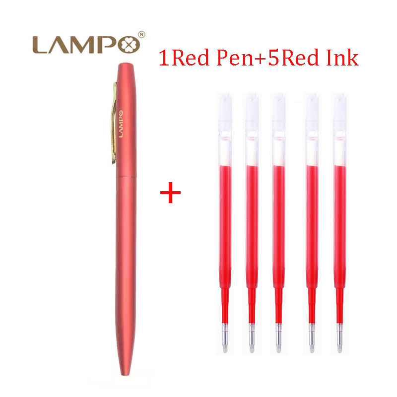 LAMPO Metal Sign Pens Luxury 0.5MM Black Gel Ink Pen Smooth Writing ручка Office School Stationery Supplies boligrafos: Orange