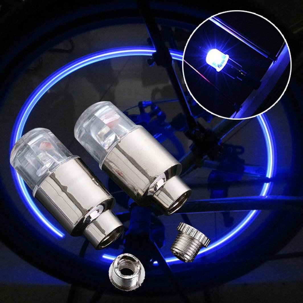 2 pièces LED Lumière De Bicyclette Pneu Vannes Capuchons Roue rayons LUMIÈRE LED Vélo accessoires vélo lanterna pour Cyclisme #50