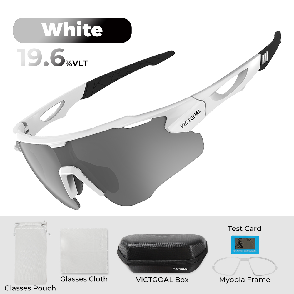 VICTGOAL Gepolariseerde bril Fietszonnebril UV400 Sport MTB Bergwegfiets TR90 Brillen Fietsbril Rijden Vissen: WHITE