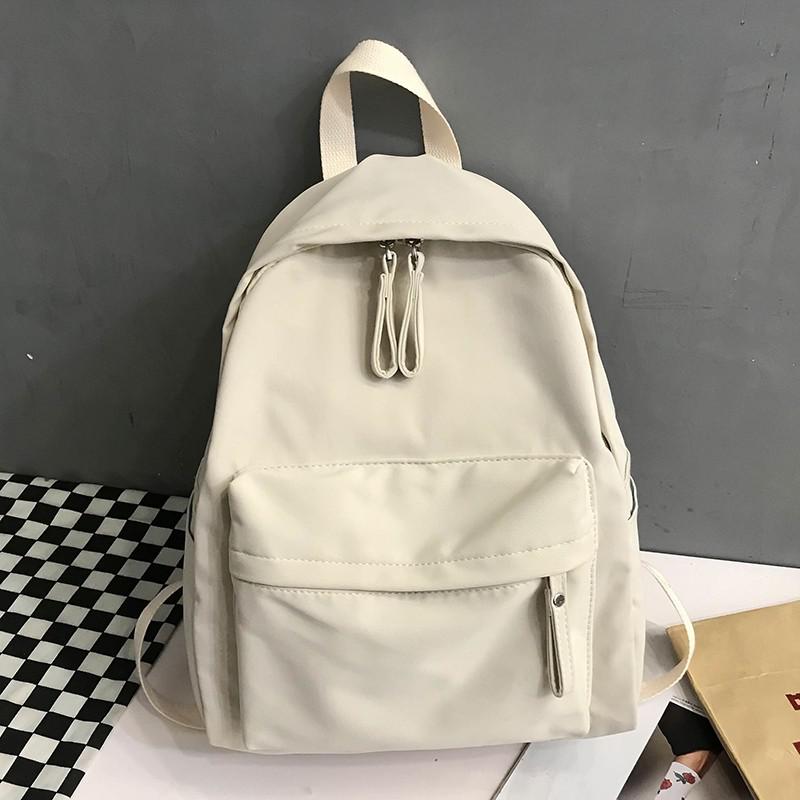 Mochila de lona para mujer, morral escolar de Color sólido para chicas adolescentes, bolsos de hombro escolares para estudiantes: White