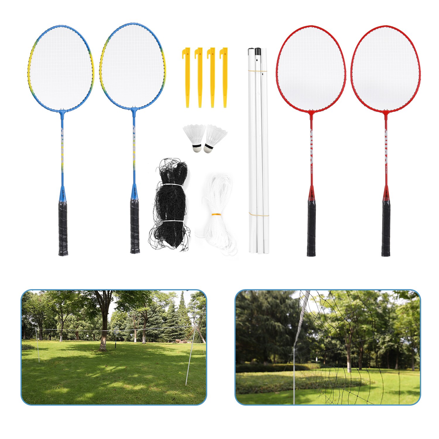 Sports Badminton Set 2Pcs/Set Durable Aluminium Alloy Training Badminton Racket Racquet with Carry Bag Sport Equipmen