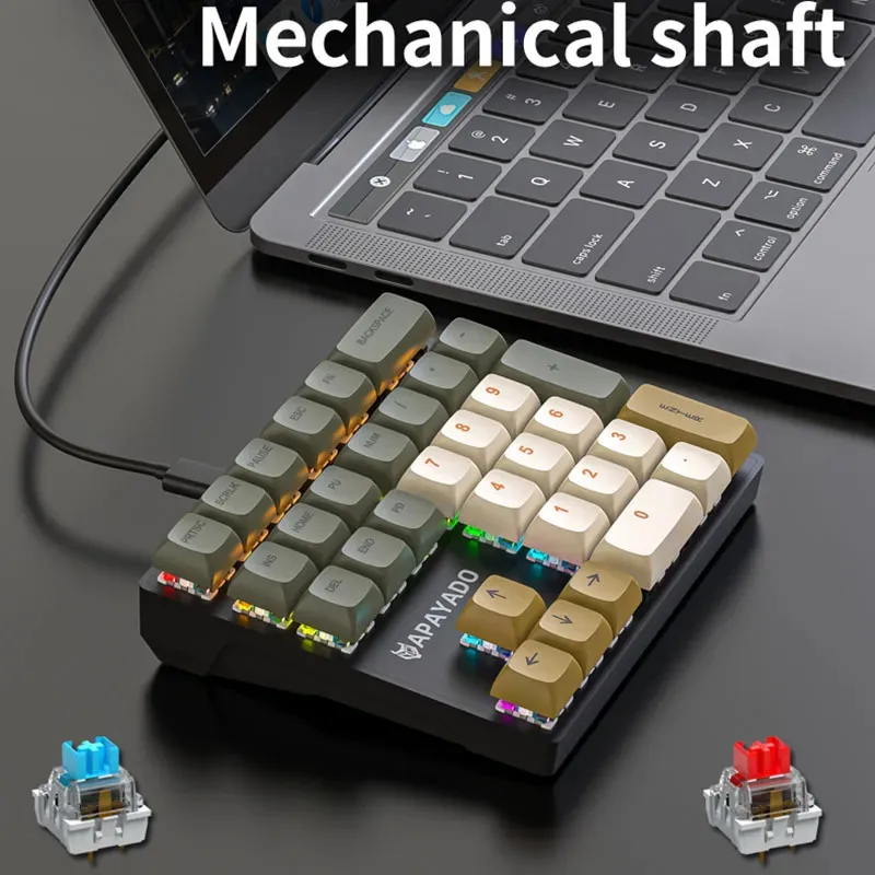 APAYADO K33 Wired Mechanical Numpad 33 Keys RGB Backlit Mini for Finance/Accounting Durable Build