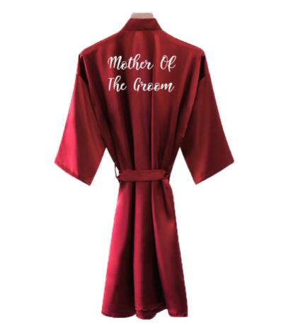 Bride Robe Women Burgundy Robe Satin Silk Robes Wedding Bridal Bridesmaid Robes Bathrobe Sleepwear Silk Dress: L / GRAY