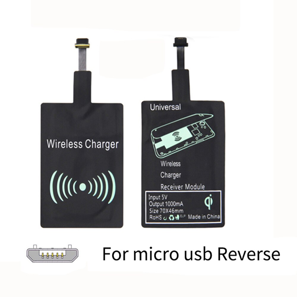 Receptor de carga inalámbrica Qi para cargador de coche, tableta portátil Micro para iPhone 6s 7 8 Plus SE, Universal: For Micro B