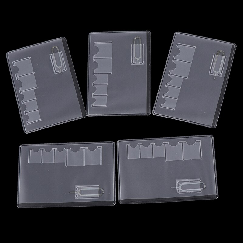 Caja de almacenamiento Universal para tarjeta Sim, fácil de llevar Protector Transparente, portátil, transparente, 6 uds.