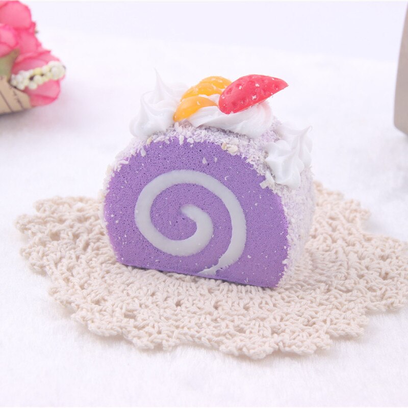 Mskwee squishy jumbo cartoon cakerol langzaam rijzend brood zoet kinderspeelgoed knijpspeelgoed telefoonband squishy speelgoed leuke cake squishies: Paars 