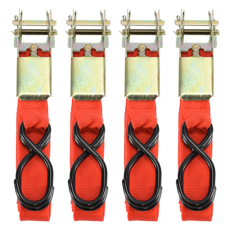 4PCS Ratchet Tie Down Cargo Straps Lashing Package Webbing Hold Secure Ratchet Belt Straps Moving Hauling Trucks Motorcycle