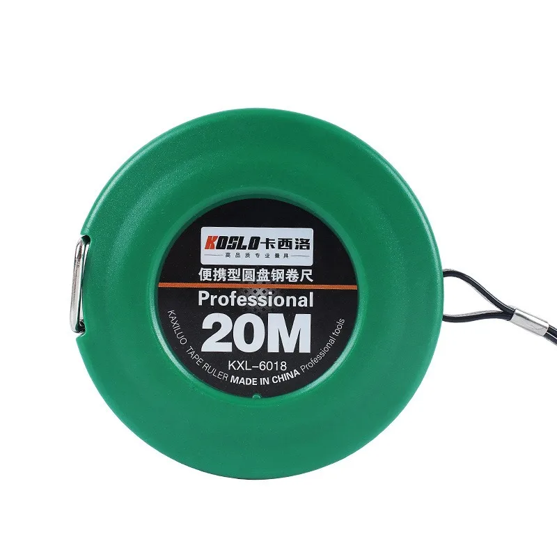 10-50m Portable Disc Steel Tape Measure with Concealed Rocker Precision Engineering Measuring Round Disk Ruler Profession Tools: army green