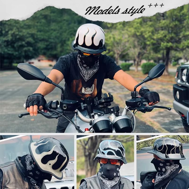 Klassischer deutscher vintage-motorradhelm, retro-halbgesichtshelm für damen und herren, dot-geprüft