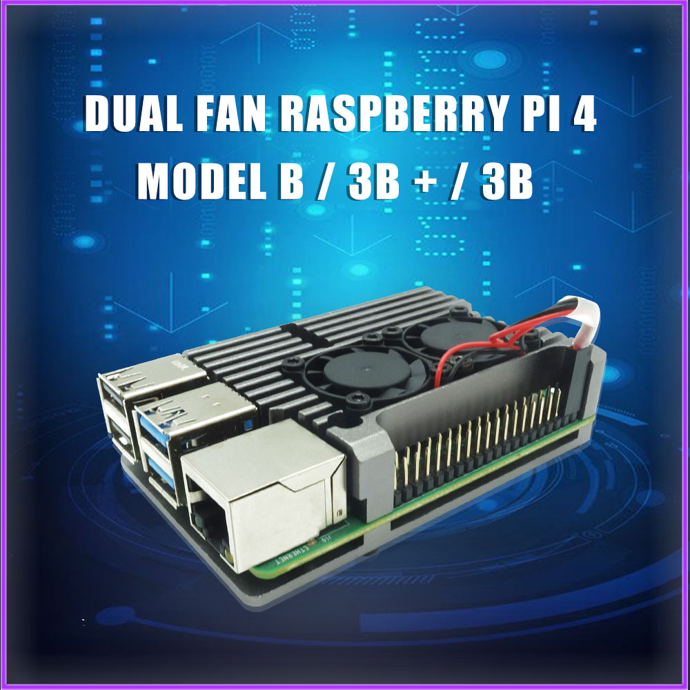 A doppia Ventola lampone pi 4 Modello B Cassa di Alluminio Del Metallo con super-dovuto Ventole + Radiatore di raffreddamento Adatto per Rpi