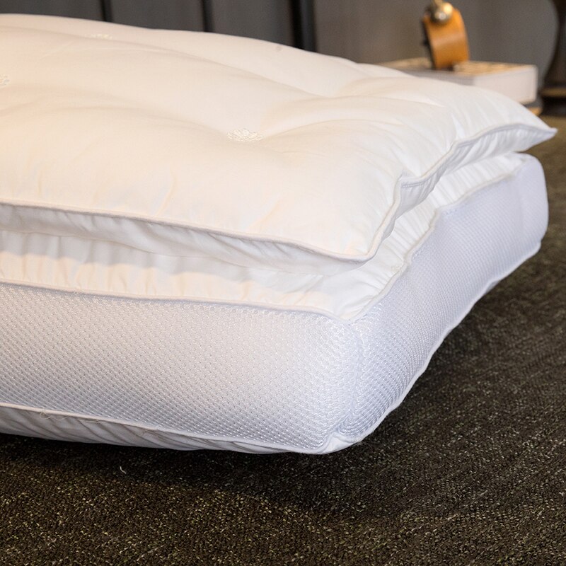 White Solid Double-deck thick Bed Pillows 48x74cm Cotton Polyester Filler Neck Pillow Massage Therapy Bedding Homeuse