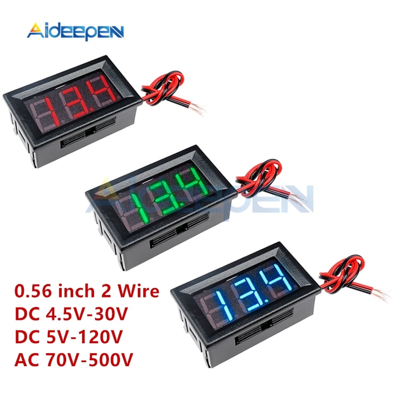 0.56 Inch 2 Draad Mini Digitale Voltmeter Ac 70-500V Led Digitale Voltage Meter Dc 4.5 V- 30V Dc 5 V-120 V Volt Instrument Tool Voor Auto