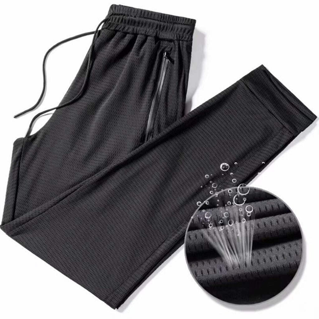 Mannen Sport Casual Broek Hollow Zomer Dunne Losse Airconditioning Negen Punt Broek Vastgebonden Been Broek Grote Maat m-5XL
