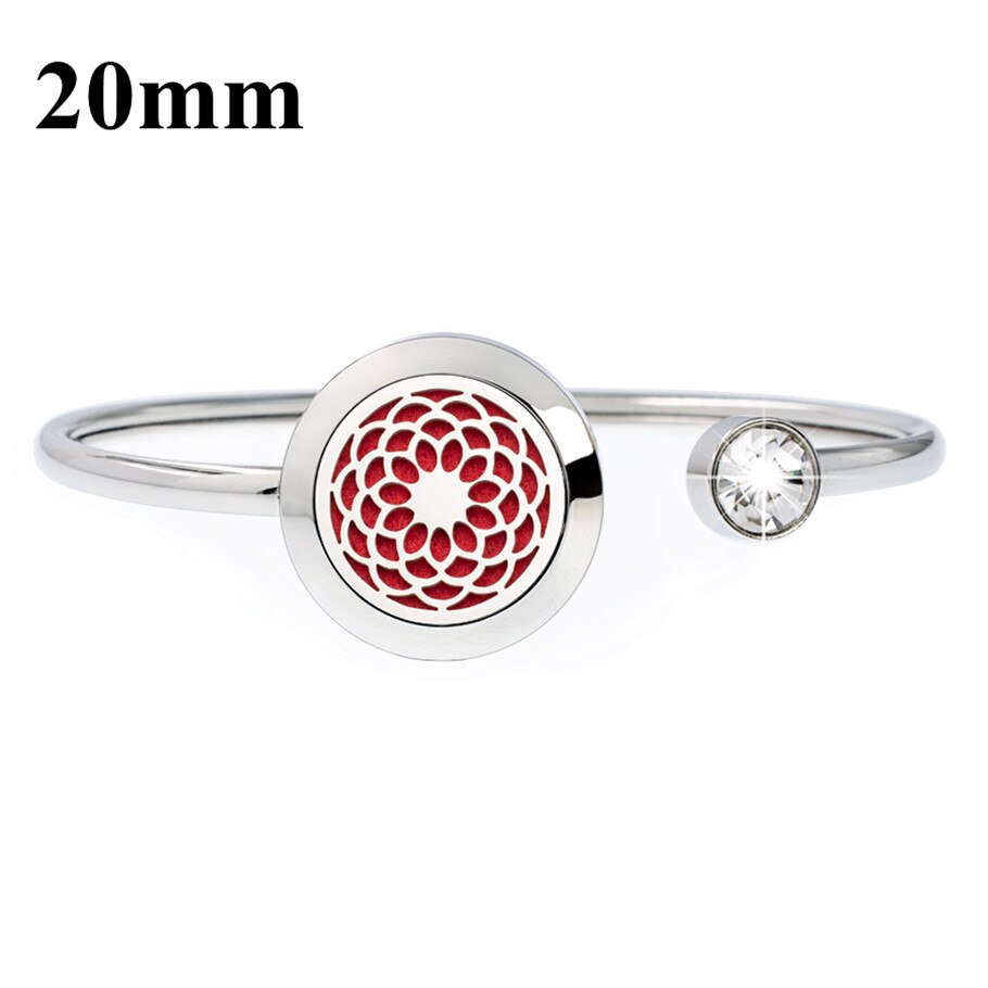 20mm 316L stainless steel Magnetic Aromatherapy locket Essential oil diffuser bangles bracelet free 10pcs pads: GQ035