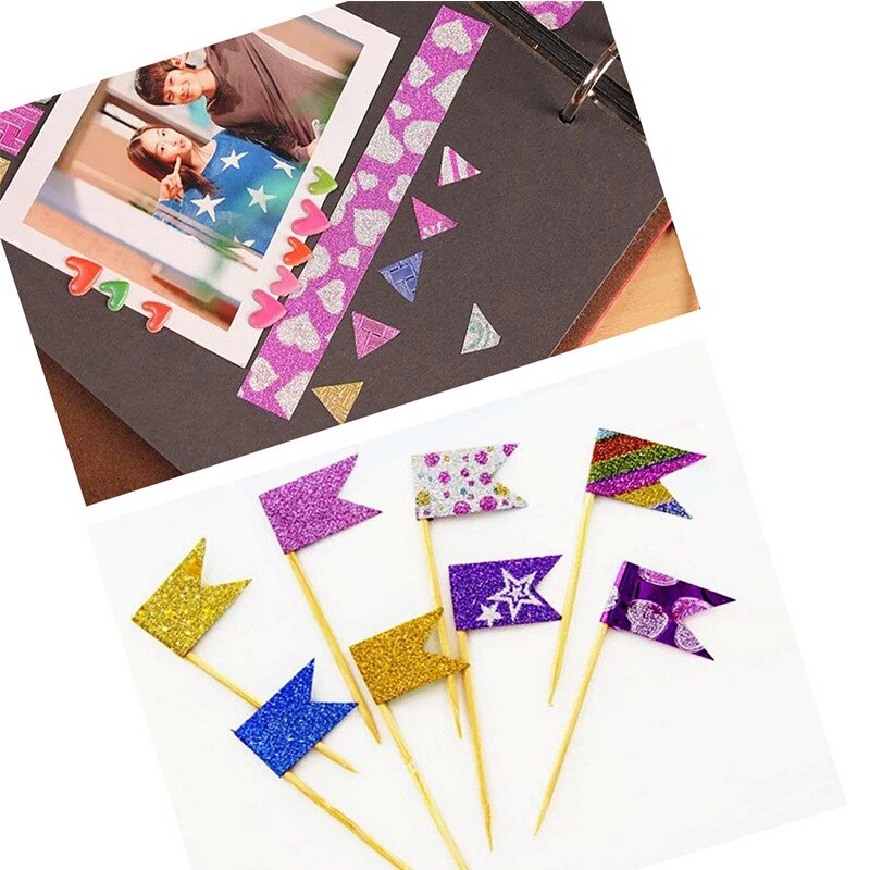 10 Uds. De cinta adhesiva Washi con patrón de purpurina, pegatinas para diario de mano, cinta adhesiva decorativa para manualidades navideñas DIY