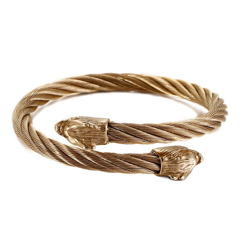 Punk rostfritt stål matt viking varg drake berlock armband man hip hop kabel tråd guld djur manschett armband män smycken: Kb121339- drake