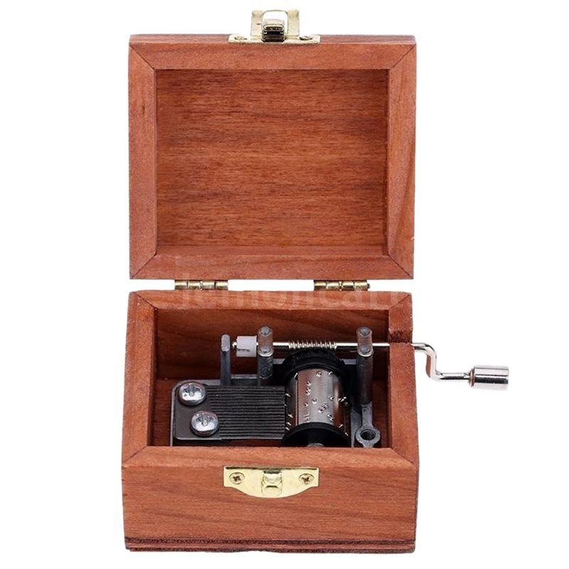 Exquisite Retro Wooden Musical Box Hand Crank Melody