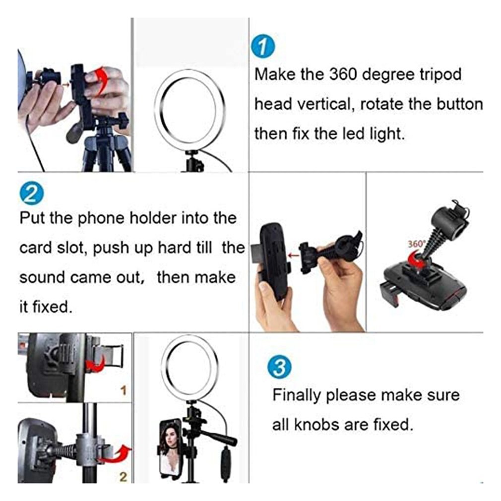 8 inch led dimbare ringlamp met statief, draadloze afstandsbediening voor mobiele telefoon, dimbare live beautylamp