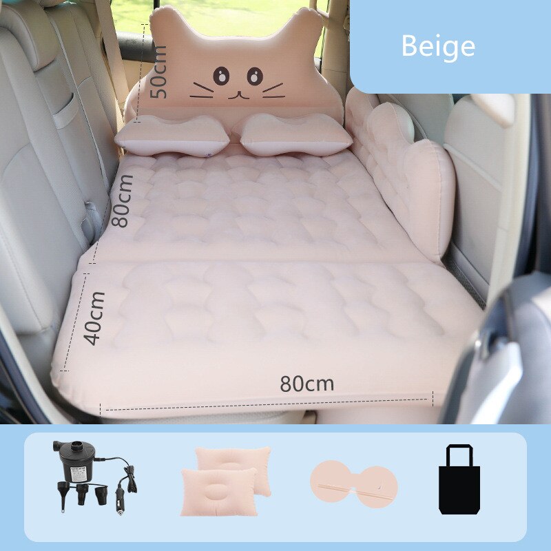 Cama inflable de 67x31 pulgadas para coche, alfombrillas para dormir en la parte trasera, colchón para dormir, asiento trasero de coche, cama de viaje: Beige