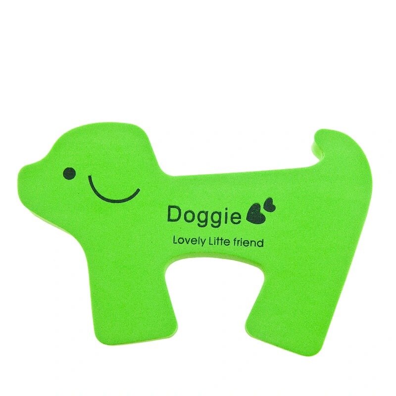 Mignon dessin animé Animal en plastique bouchon de porte Non-poinçon antichoc Anti-pincement mur Protection arrêt de porte Crash Pad: Green
