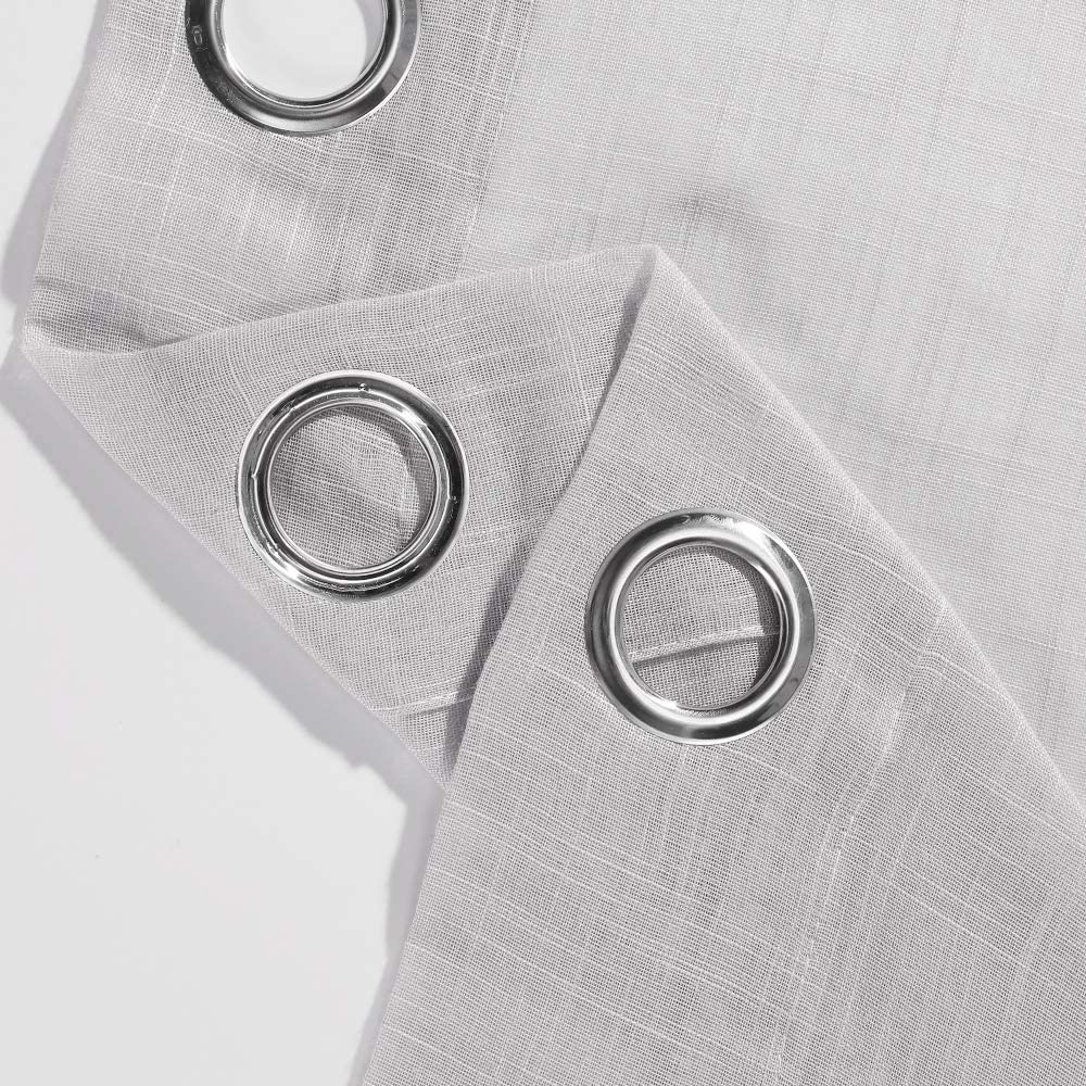 Cortinas Ojales Translúcida 140x260cm en Gris plata,Visillos para Ventanas Puertas de Salón Habitación Dormitorio Terraza,...