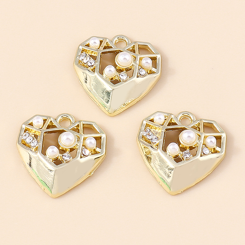 5 pezzi di perle d'imitazione cuore d'amore connettori pendenti per gioielli fai da te creazione di collane fatte a mano bracciali orecchini ciondoli artigianali: Rame antico placcato