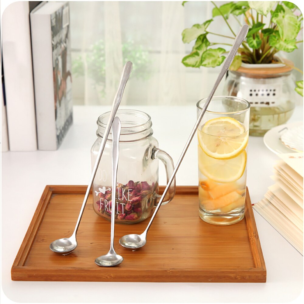 Cuchara para remover de mango largo de acero inoxidable, creativa, para crema, postre, cuchara de café, traje para todas las tazas, utensilios, 1 ud.