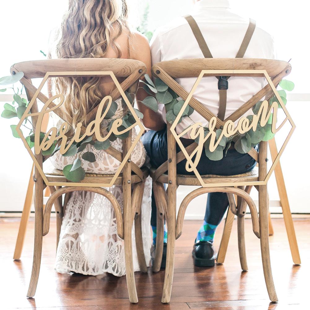 2 stk trebånd bryllupsstol banner tegn gjør-det-selv bryllup forlovelsesfest deco gjør-det-selv dekorasjoner familie stol tilbehør