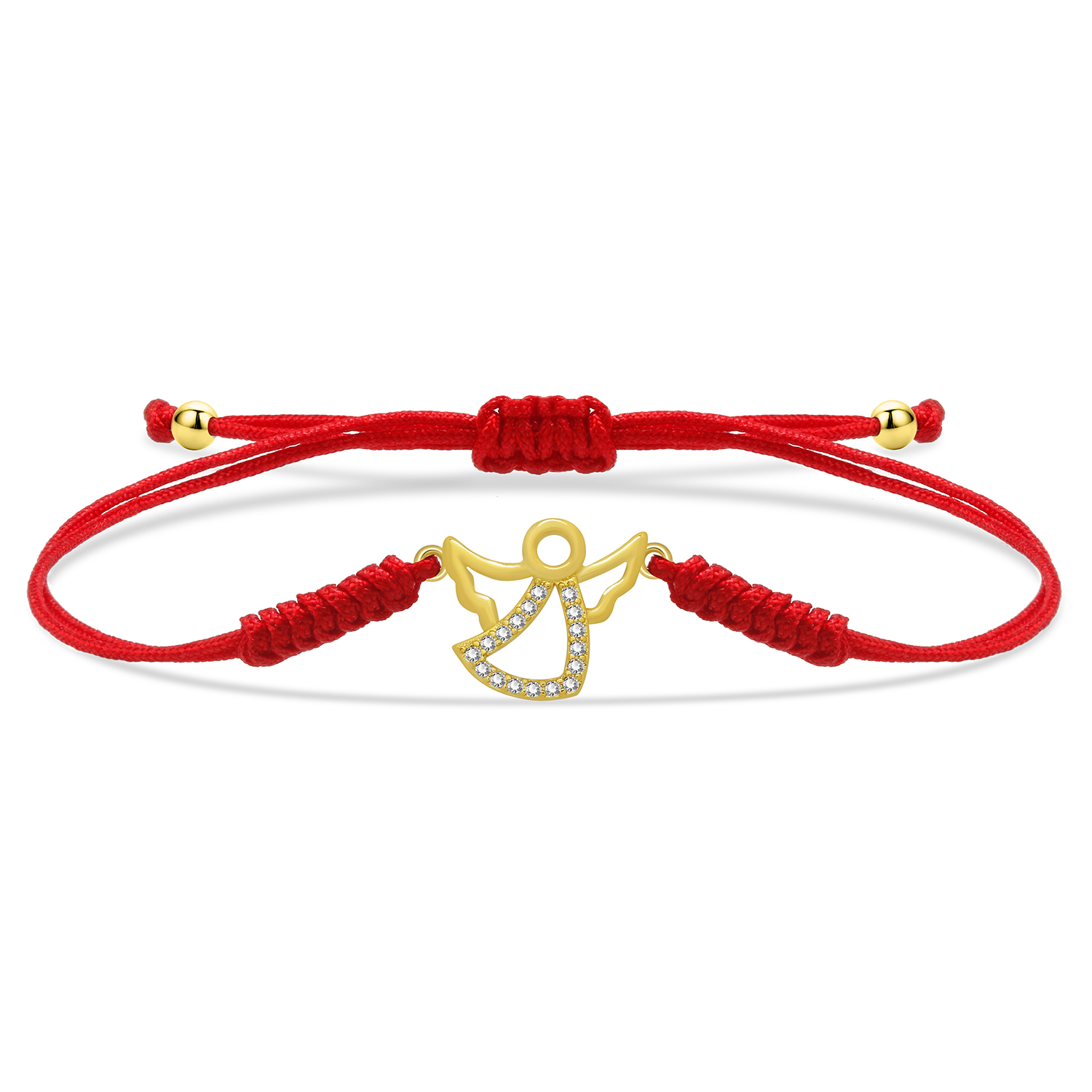 Vergulde Koperen Witte Zirkonia Stenen Cz Schattige Engel Bedelarmband Meisje 2024 Mode Zwart Rood Koord Knoop Sieraden Cadeau: Antique Silver Plated