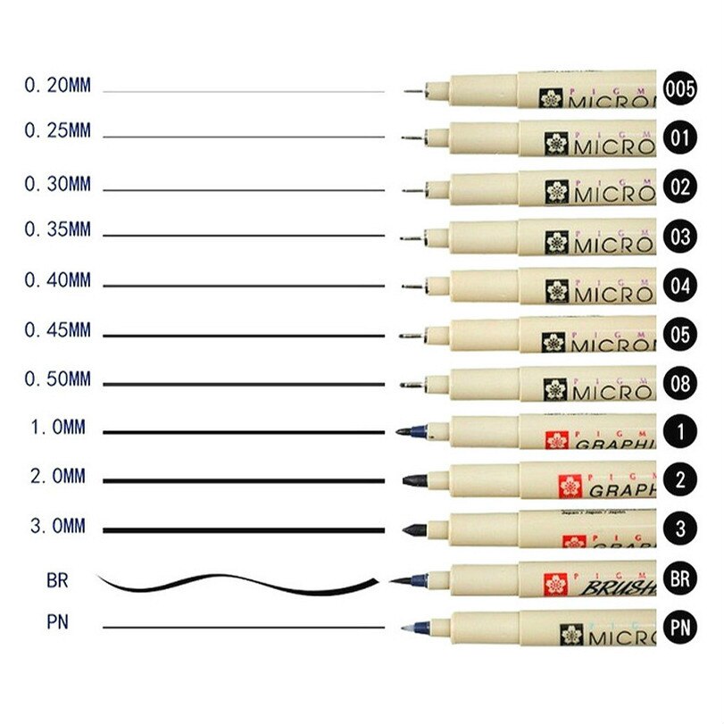 4/9/11/12Pcs Pigma Micron Pen Waterdichte Handgetekende Schets Naald Pen Hand dawing Liner Fineliner Cartoon Handtekening Pen