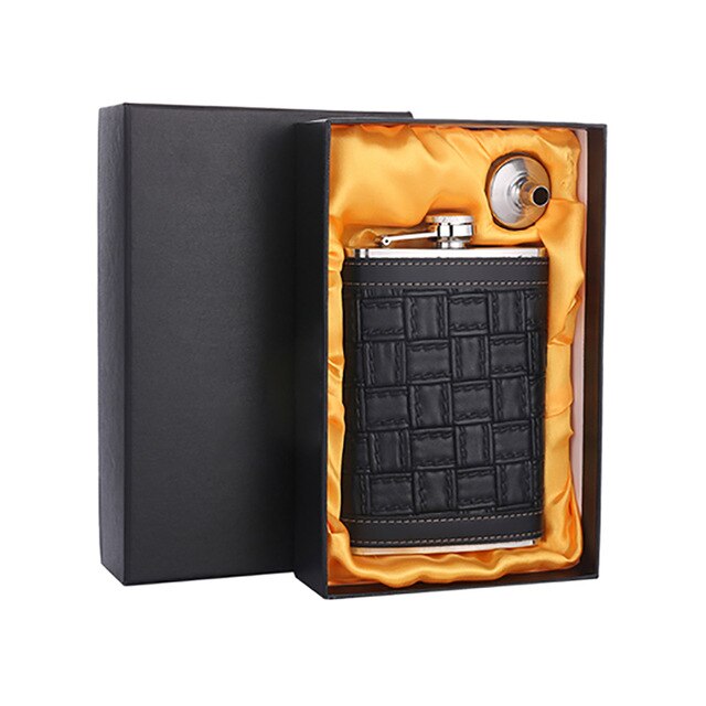 Untior 9oz leren heupfles voor alcohol whisky roestvrijstalen whisky heupfles draagbare alcohol fles drinkgerei: 1 set