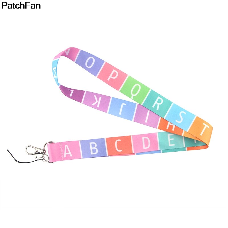 A2540 Patchfan kleurrijke alfabet Tag Strap Kids Nek Lanyards voor Veiligheid Breakaway Voor Mobiele Telefoon USB ID Badge Houder sleutel