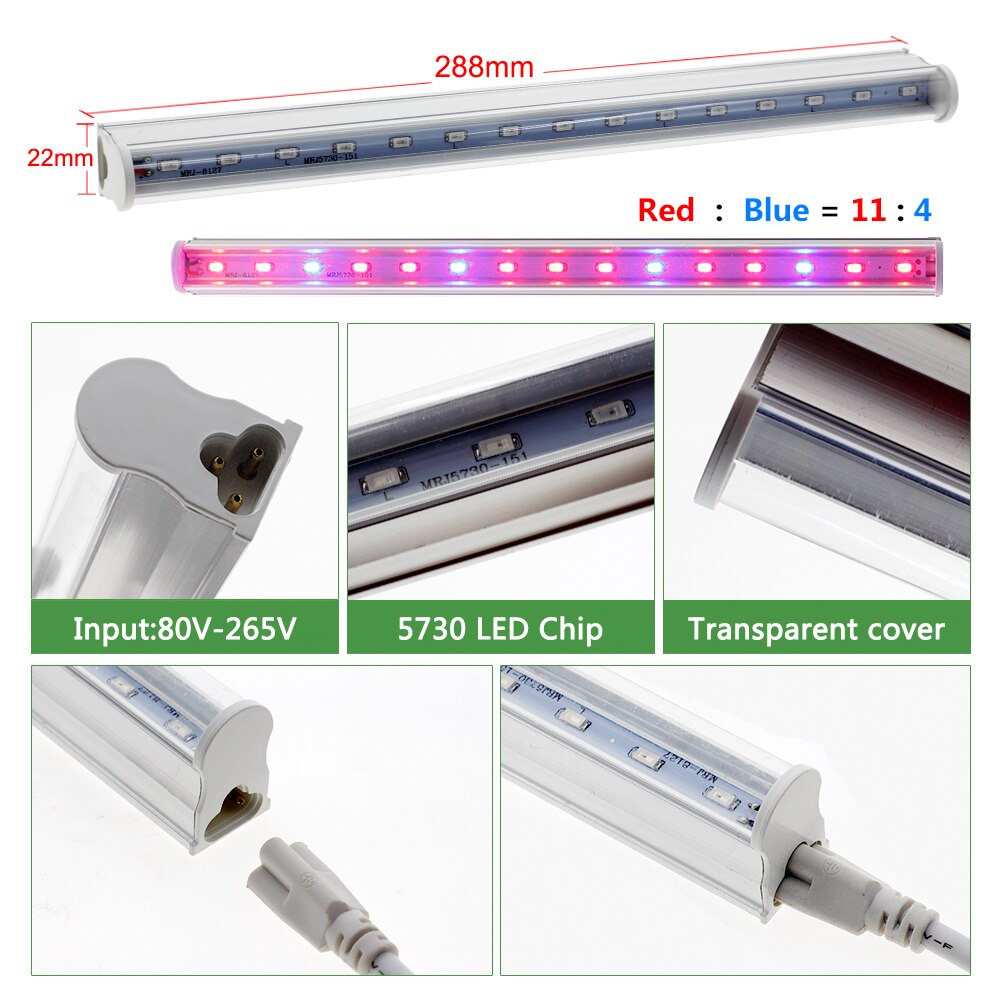 Wachsen LED-Licht AC85-265V T5 Röhre voll Spektrum LED Phyto-Lampe Innen Wachstum Bar Licht für Aquarium Gewächshaus Gewächszelt 5Stck / viel