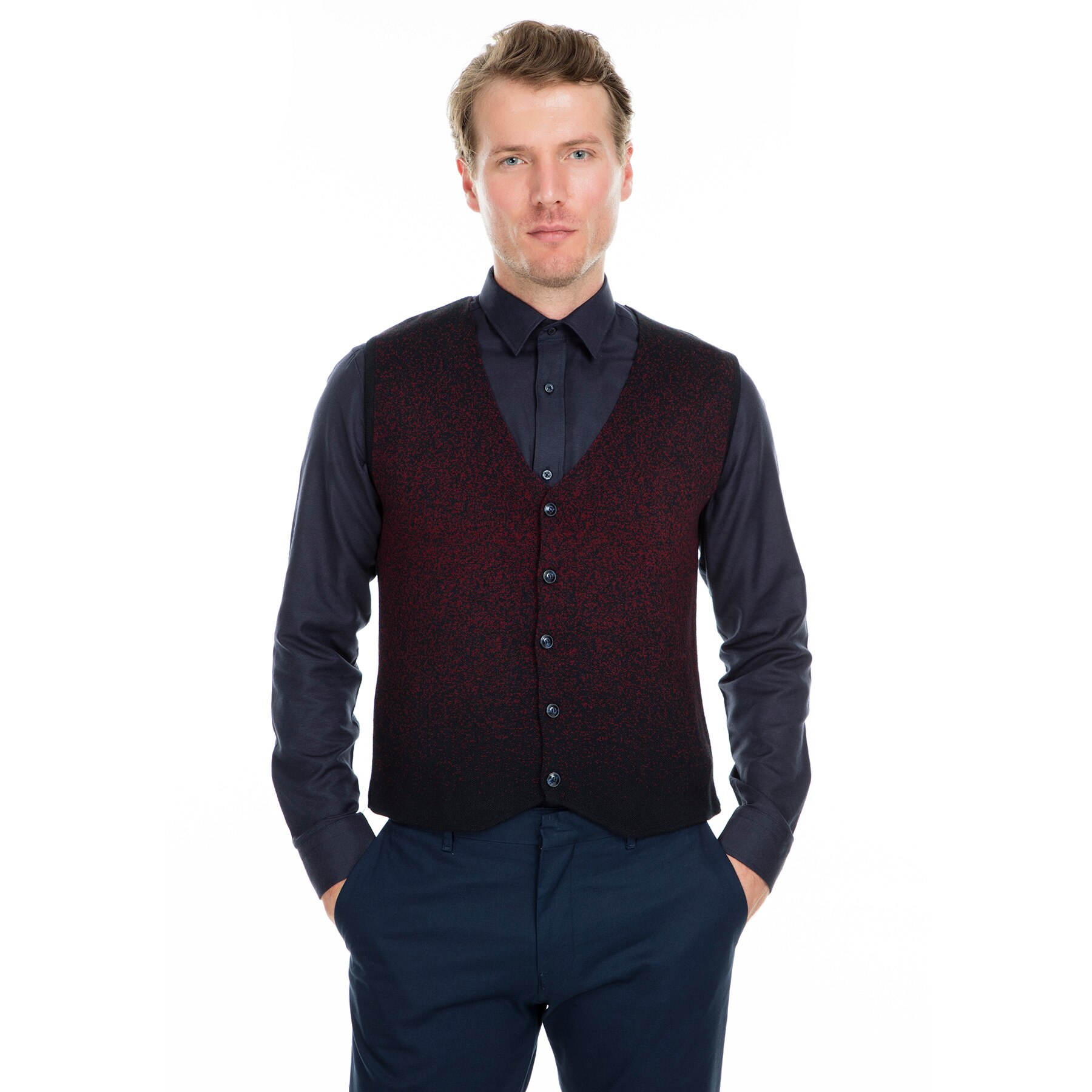 Buratti Chaleco de hombre 430YEKY: Navy Blue Burgundy / L