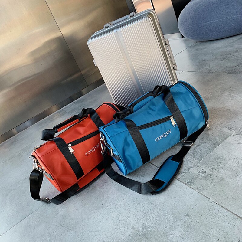 Heren reistas schoudertas tonvorm unisex hoge capaciteit reistas casual nylon handtassen hand reizen fitness tassen  xa813wb