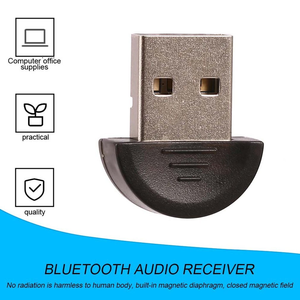 Mini adaptador Bluetooth, USB V 2,0, Dongle USB inalámbrico de doble modo V2.0 EDR 100m para ordenador portátil, PC Win 7/8/10/XP, Bluetooth, USB