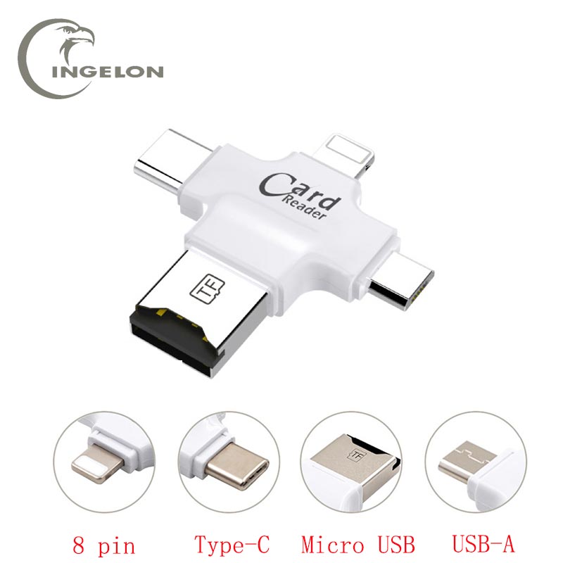 Ingelon 4 in 1 SD Kartenleser usb-C Mikro USB MicroSD Typ C für ipad/iphone 7Plus 6s5s MacBook OTG TF Leser sd auf cf Adapter