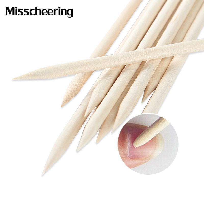 100pcs Nail Art Oranje Houten Stok, Professionele Manicure Pedicure Cuticle Pusher Remover, Rhinestone Nail Puntjes Apparatuur Tool