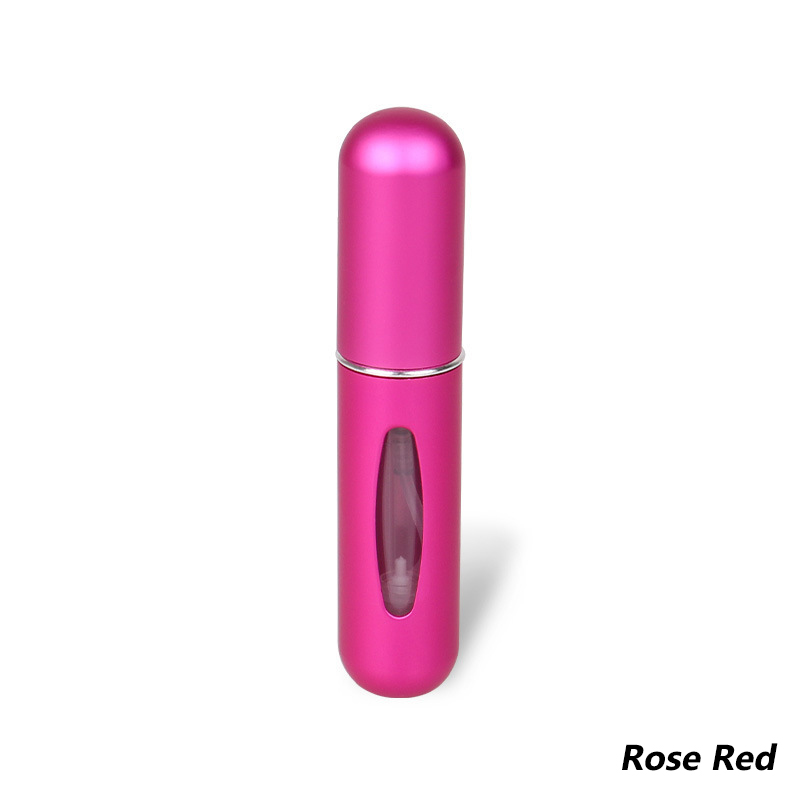 Wielokrotnego napełniania Mini Spray do perfum butelka aluminiowy rozpylacz przenośna kosmetyczka podróżna pojemnik perfumy butelka przechowywanie w domu: Rose Red