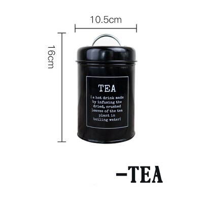 Pot de rangement de thé café sucre | Bocal de cuisine, boîte à sceau métallique, conteneur de scellage scandinave, pot de rangement de bonbons maison céréales poudre de lait: Black TEA