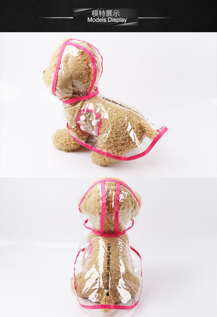 Brand Style PVC Transparent Pet Coat Jacket Dog Puppy RainCoat Small Large Waterproof Hoodie: Red / L