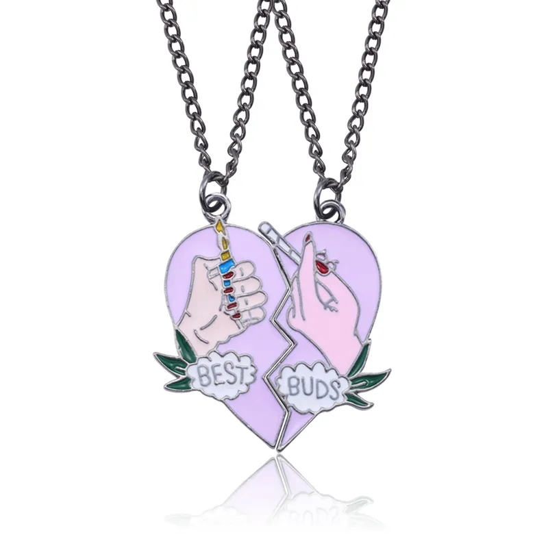 Süße Katze Herz Magnet Halsketten für Frauen Mädchen Kawaii Beste Freunde Neko Hündchen Ebene Anhänger Kette BFF Freundschaft Schmuck: Schwarze Gewehr überzogen