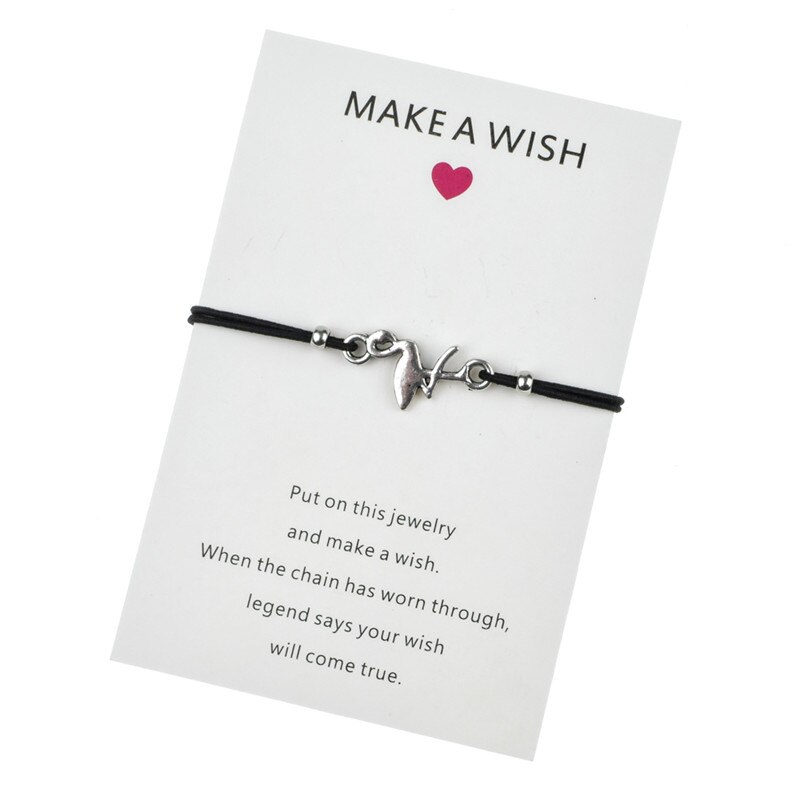 Een wens Papieren Kaart Handgemaakte Gevlochten Touw Ketting Armband Schildpad Boom van Het Leven Charms Armband voor Vrouwen Mode-sieraden: Bird
