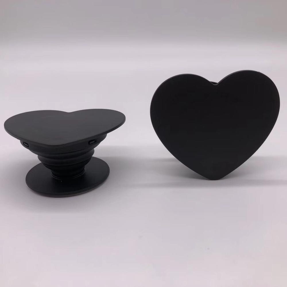 100pcs/lot Universal Heart Cell Phone Holder Real 3M glue Grip UV phone Stand 360 Degree Finger Holder Flexible adjustable: Flat Black