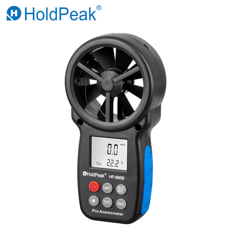 Holdpeak hp -866b digital vindmätare mini digital lcd vindhastighetsmätare temperatur vindavkylning med bakgrundsbelysning