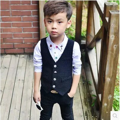 Kinderen Prestaties Kleding Jongens Formele Pakken Bruiloft Verjaardag Party Pant Kids Blazer Vest + Broek 2 Stuk
