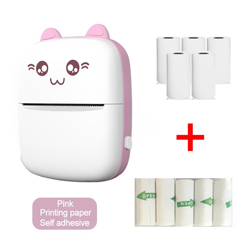 Mini Kat Printer Foto Pocket Thermische Printer Draadloze Bt Sluit Draagbare Printer 200Dpi Duidelijk 57Mm Afdrukken Android Ios: FSDYZBGJ