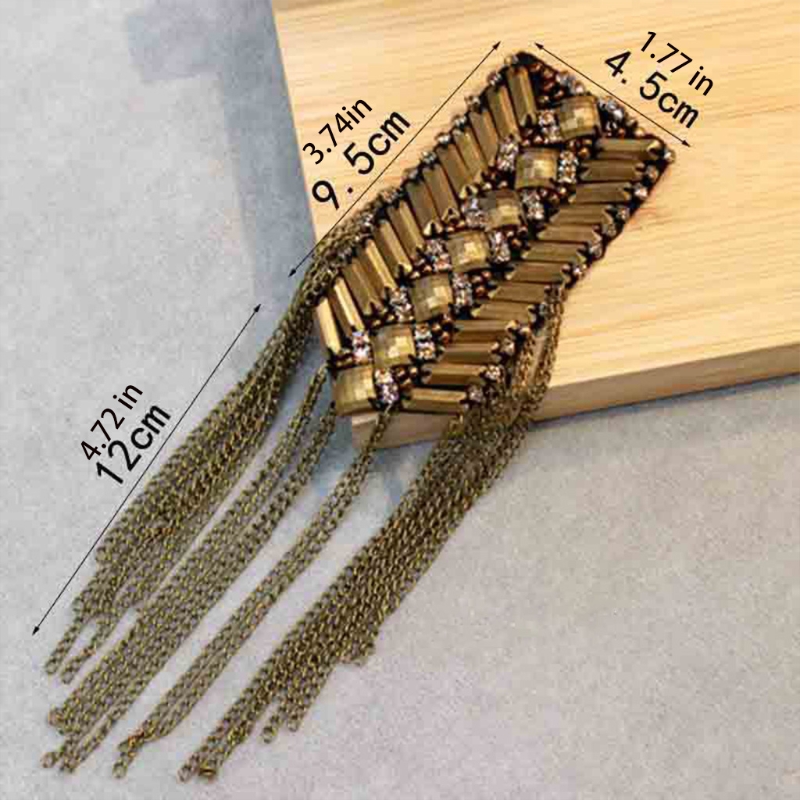 Badges Chain Fringed Shoulder Pads Stage Costume Tassels Shoulder Pads Vintage Tassel Link Chain Epaulet Shoulder Boards
