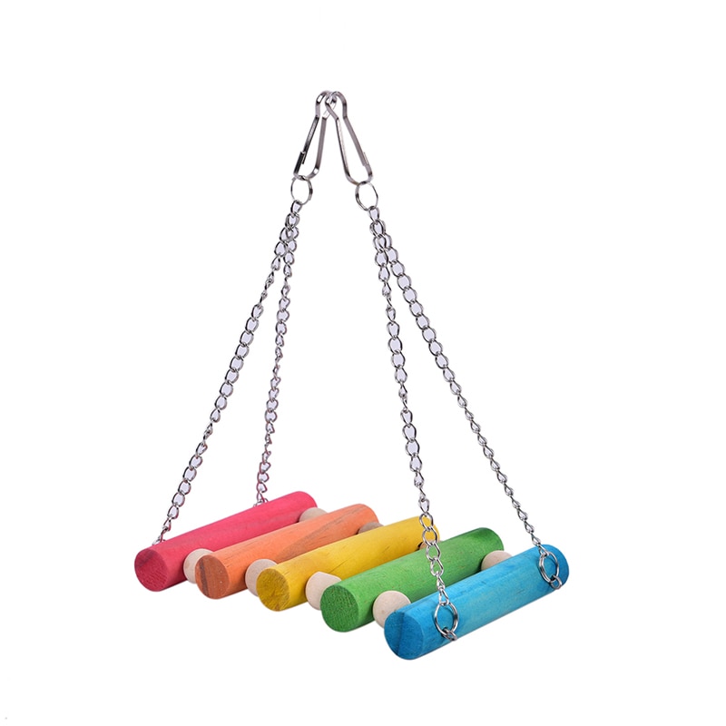 Bird Hanging Swing Toys Wood Parrot Parakeet Perches Finches Pets Accessories